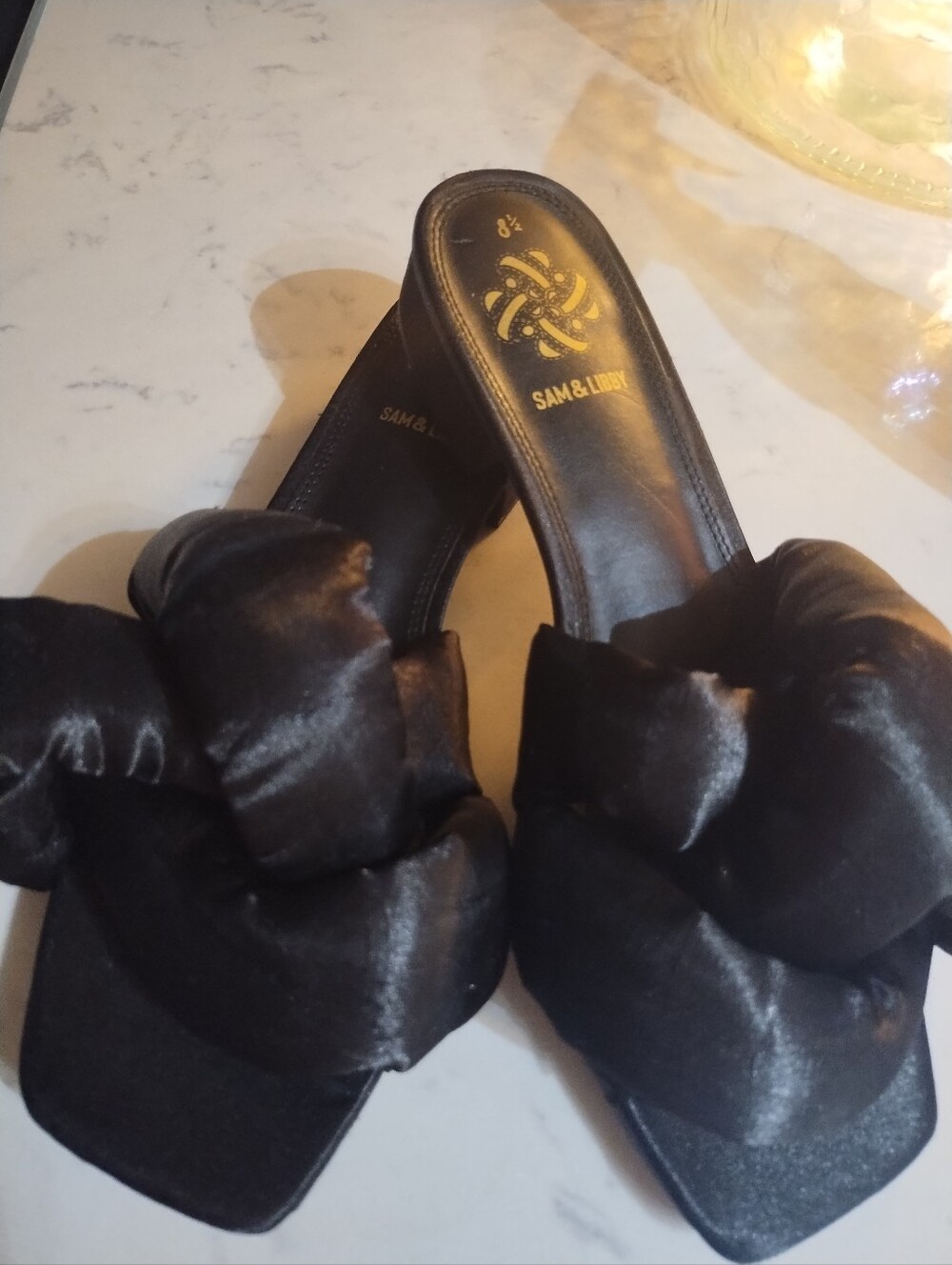Sam & Libby Black Knotted Padded Slide Mules